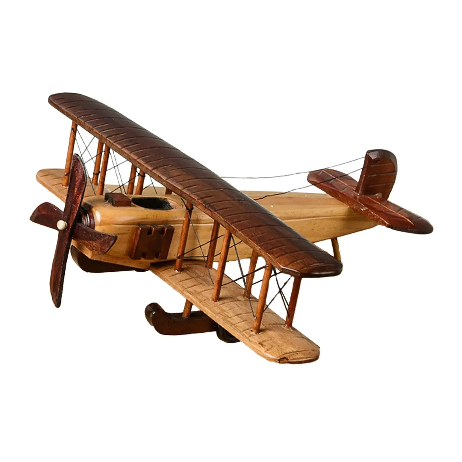 Collectible Plane Small Wooden Biplane Ornament for Study Livingroom Parties