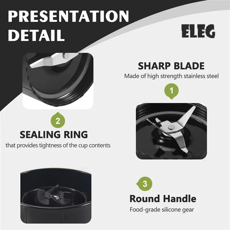 ELEG-Replacement Cross And Flat Blades - Replacement Parts With Extra 4 Gaskets For 250W Blender Juicer Mixer