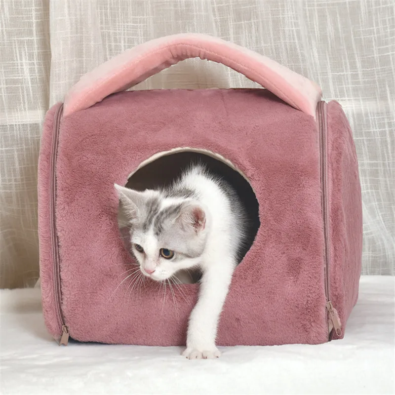 Winter Warm Pet Dog House Cat Bed Mat Removeable Kennel Nest Pet Basket Soft Comfortable Kitten Sleeping Pet Nest Cats Product