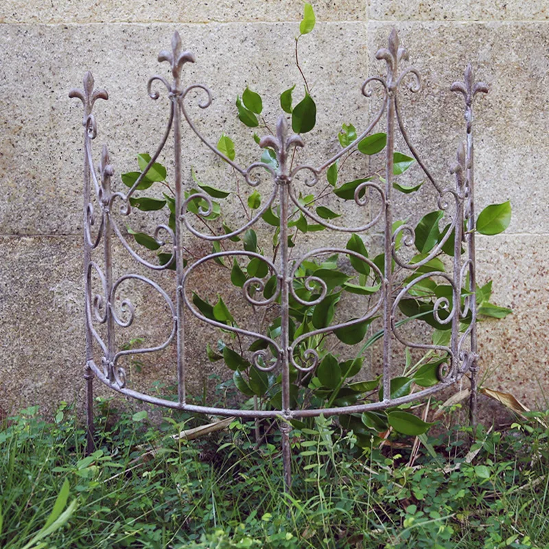 Retro wrought iron bracket Clematis semicircular climbing vine frame fence partition courtyard garden outdoor flower stand