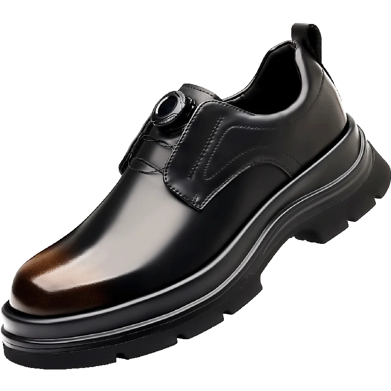 

Autumn Winter Lace Platform Shoes for Men Solid Color Fashion Casual Dress Shoes Male High Quality Cow Leather Loafers Man