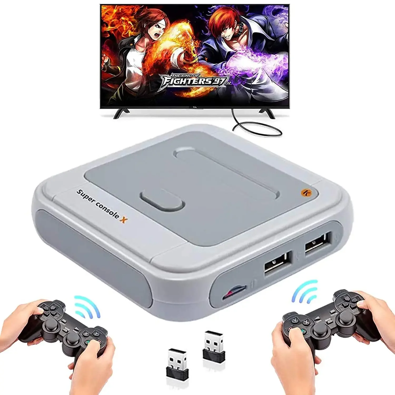 50000のゲーム,2.4のワイヤレスおよび有線コントローラー,psp,n64,dc,nds,psを備えたレトロなxproテレビコンソール