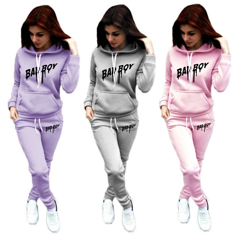 Womens Tracksuit High Quality Casual Hooded Sweatshirt Outfits HotSales Print Jogging Clothes AutumnWinter Fleece Warm Pants Set