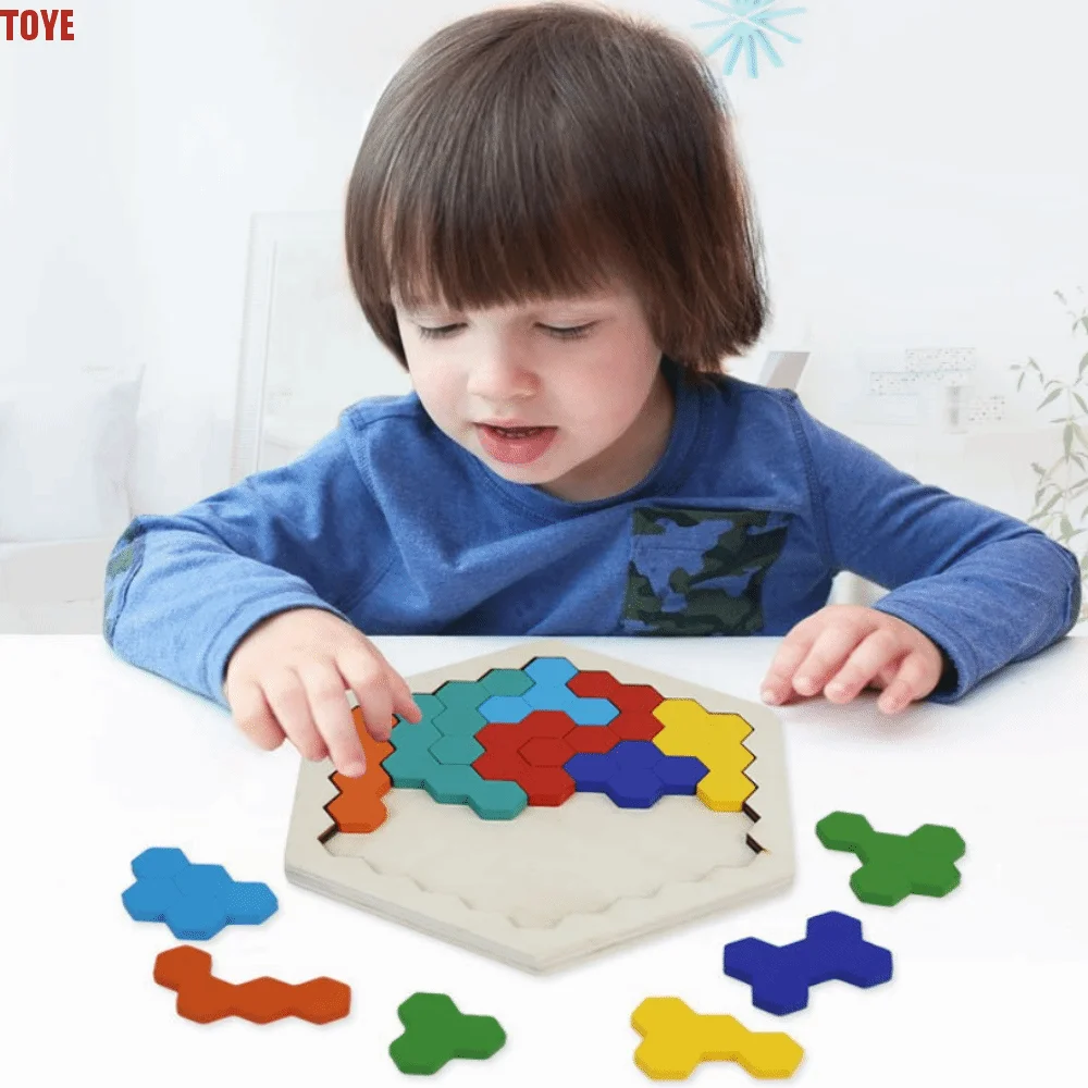 

Jigsaw Montessori Puzzles Toys Interactive Pattern Cognitive Wooden Geometry Puzzle Toys Challenges Logical Thinking