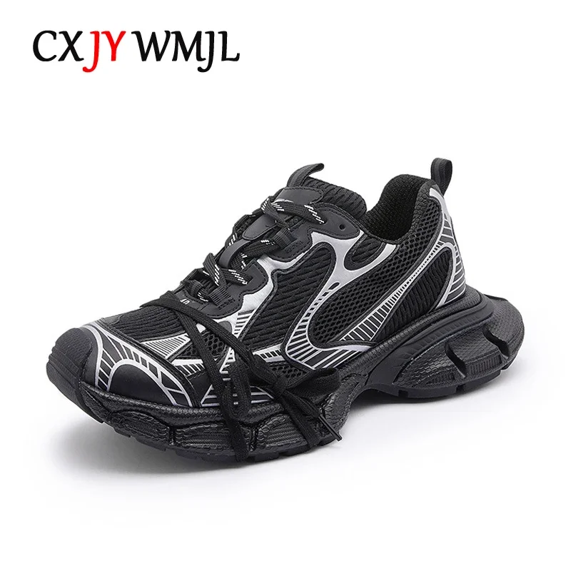 

CXJYWMJL Genuine Leather Women Retro Sneakers Autumn Casual Vulcanized Shoes Ladies Thick Bottom Sports Running Shoes Chunky