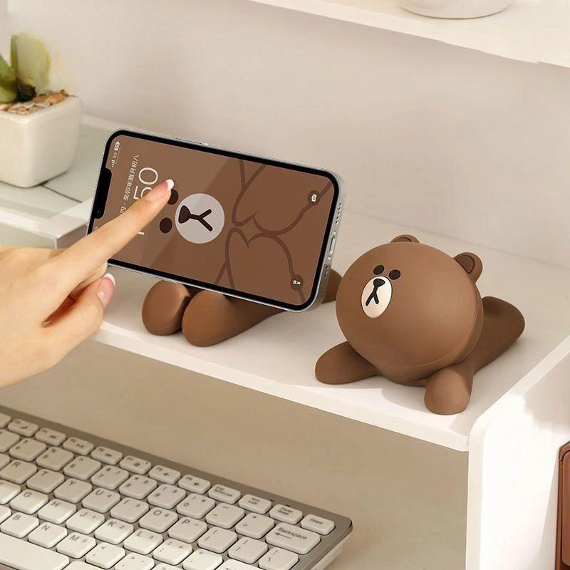 Nowy Kawaii leżący miś leniwy stojak na telefon stacjonarny Cute Cartoon Tablet Bedhead Office kreatywna dekoracja wisiorek prezenty dla dzieci