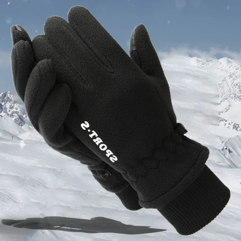 Winter Thermal Gloves Warm  Polar Fleece Touch Screen Gloves Windproof Non-Slip Sports Skiing Cycling Gloves Thick Snow Mittens