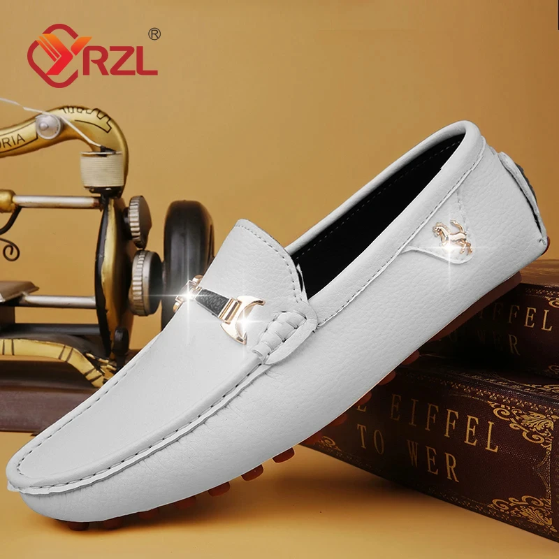 YRZL-mocassins de couro masculino, sapatos clássicos da marca, sapatos confortáveis, sapatos casuais de barco, moda, alta qualidade, primavera, outono, 2024