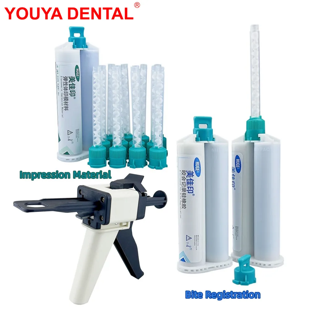 

Hot Dental Impression Material Silicone Bite Registration With Mixing Tube Head Dentistry Lab Dental Impression Mixing Tips Gun