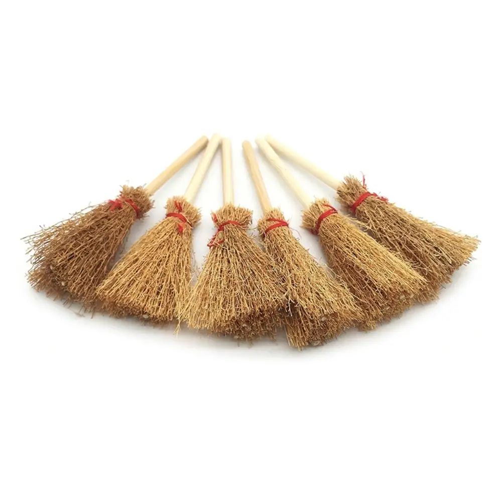 Dollhouse Accessories Halloween Party Photo Props Mini Furniture Mini Broom Doll House Brooms Hanging Decorations Straw Brooms