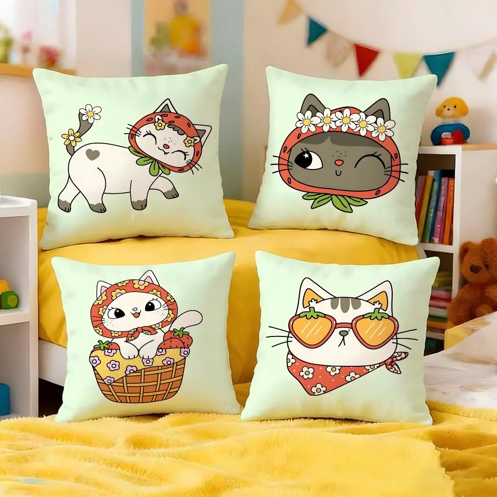 Bandana Cat Cushion Cover Premium Soft Pillowcase Skin-Friendly Breathable Multi-Purpose for Home Office Travel