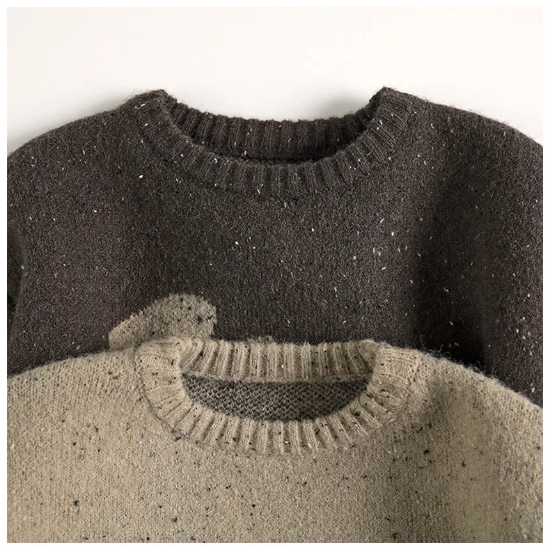 2024 Winter New Children Casual Sweater Fashion Kids Girls Colorful Point Alpaca Wool Sweater Baby Boys Knitted Pullover