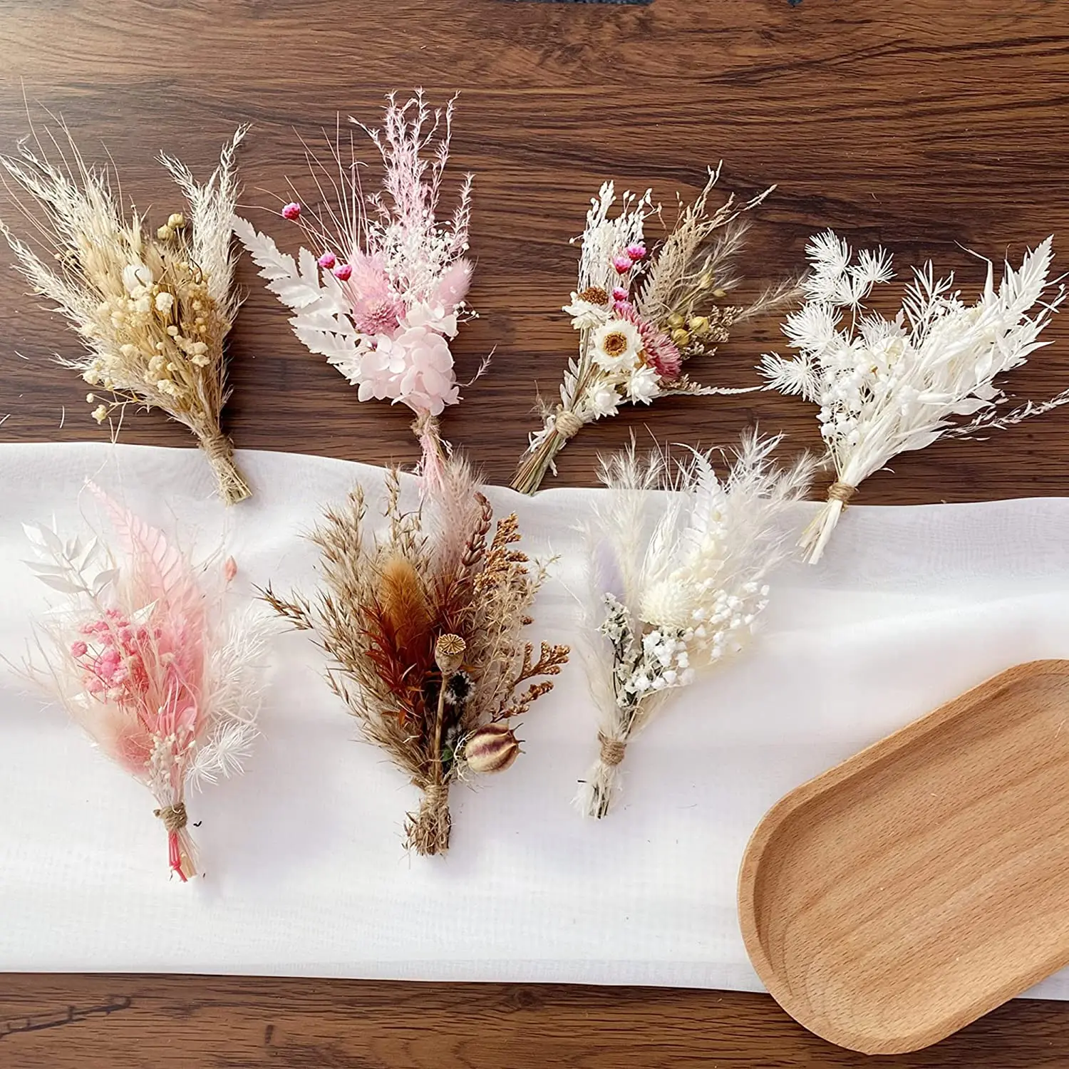 Mini Pampas Grass Dried Flower Bouquet  Bunny Tails Small Bouquet Cake Flower Arrangement letterbox Gift Home Wedding Boho Decor