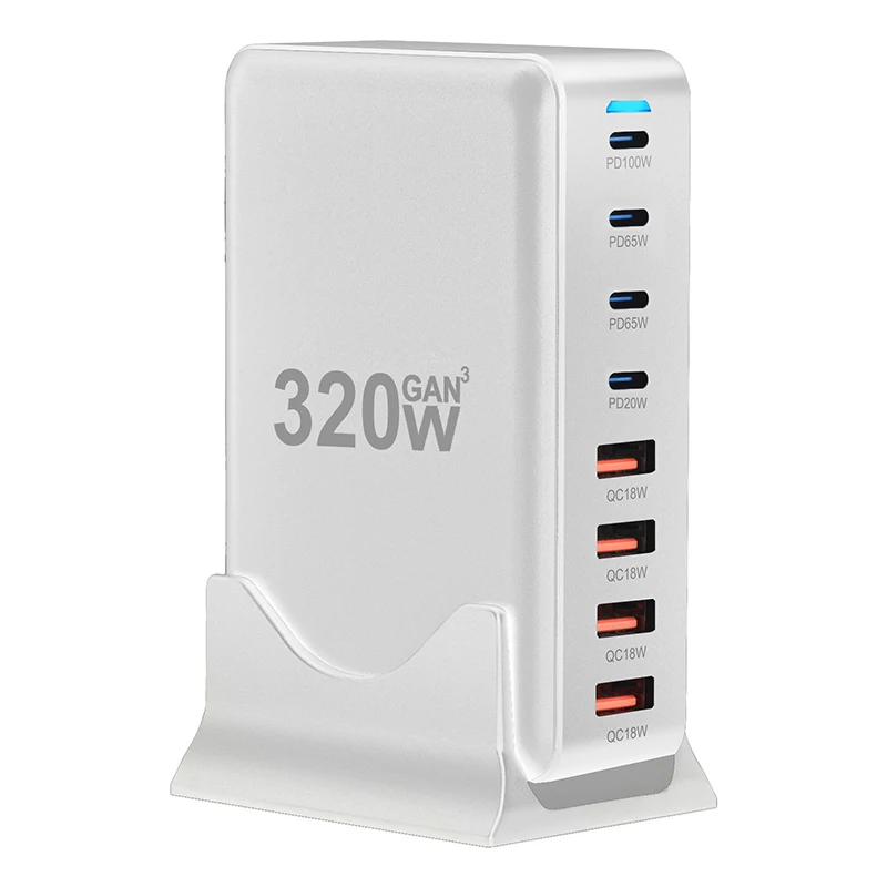 

Luxmoc 320W GaN Multi-Port Fast Charger PD 100W 65W 20W QC 18W USB Type-C Desktop Multiple Device Charging Charger