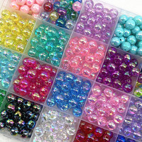 50pcs 8mm Mixed Colour AB Round Acrylic Loose Spacer Beads for Jewelry Makeing Diy Handmade Bracelets Accessories