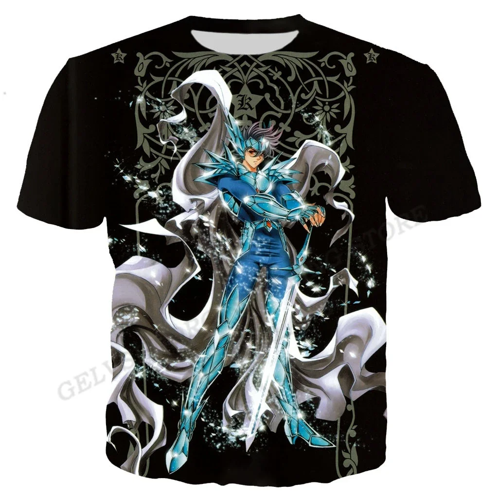 New Manga Saint Seiya 3D Printed Summer T-shirt Street Wear Crew Collar Short Sleeve Casual Oversized Boys and Girls Shirt Cloth