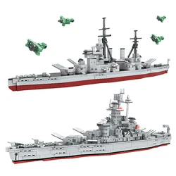 Military Series King Level Classic Warship Building Blocks South Kadota Battleship bricks WW2 Soldier Weapon Toys for kids gift