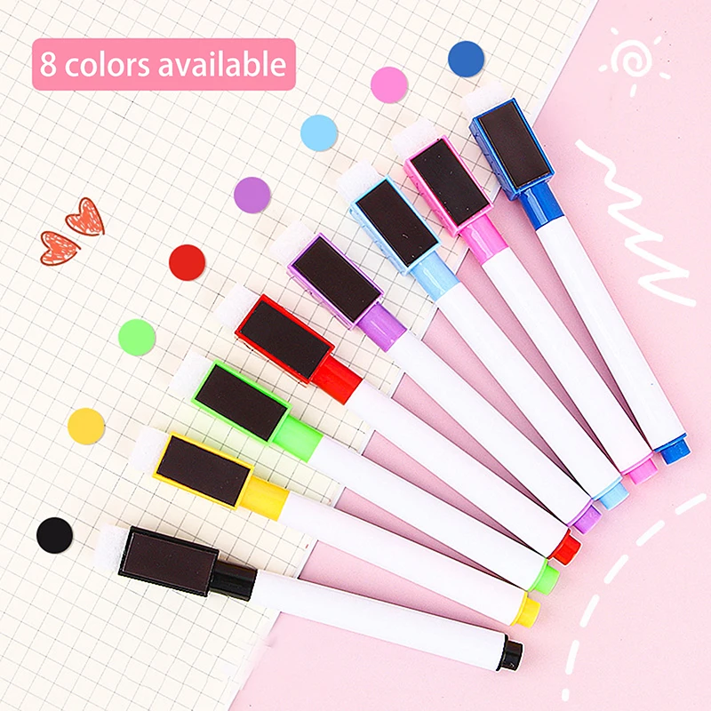 

8Pcs Colorful Magnetic Whiteboard Dry Erase Marker Pens High-capacity Erasable Whiteboard Marker Pens Office School Supplies