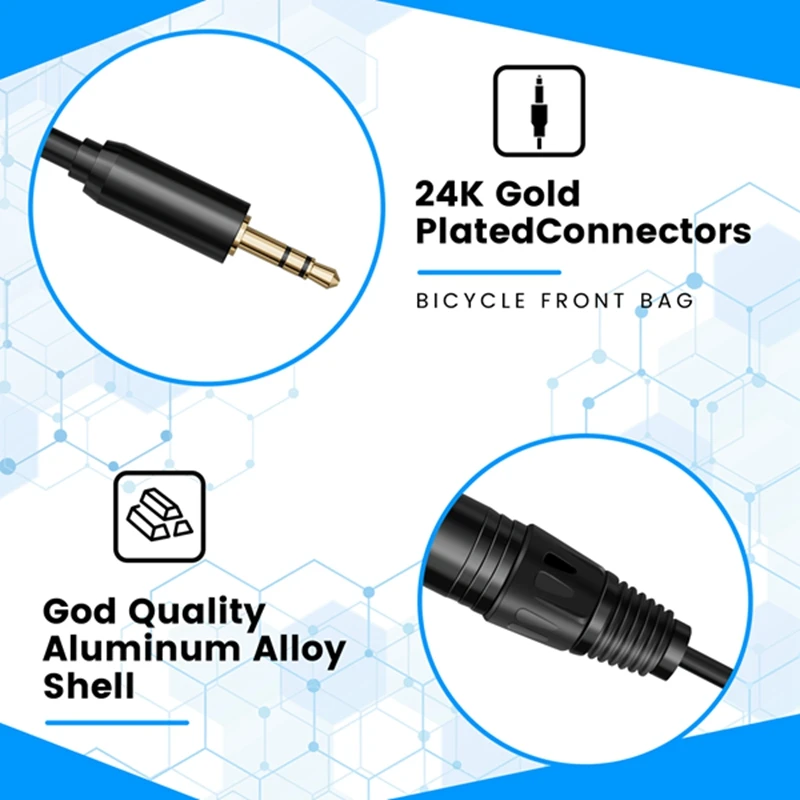Multi-Function Audio Cable 3.5/6.35mm Male Jack to Double XLR Male Jack Cable XLR Extension Cable 6.35/3.5mm-ABVM