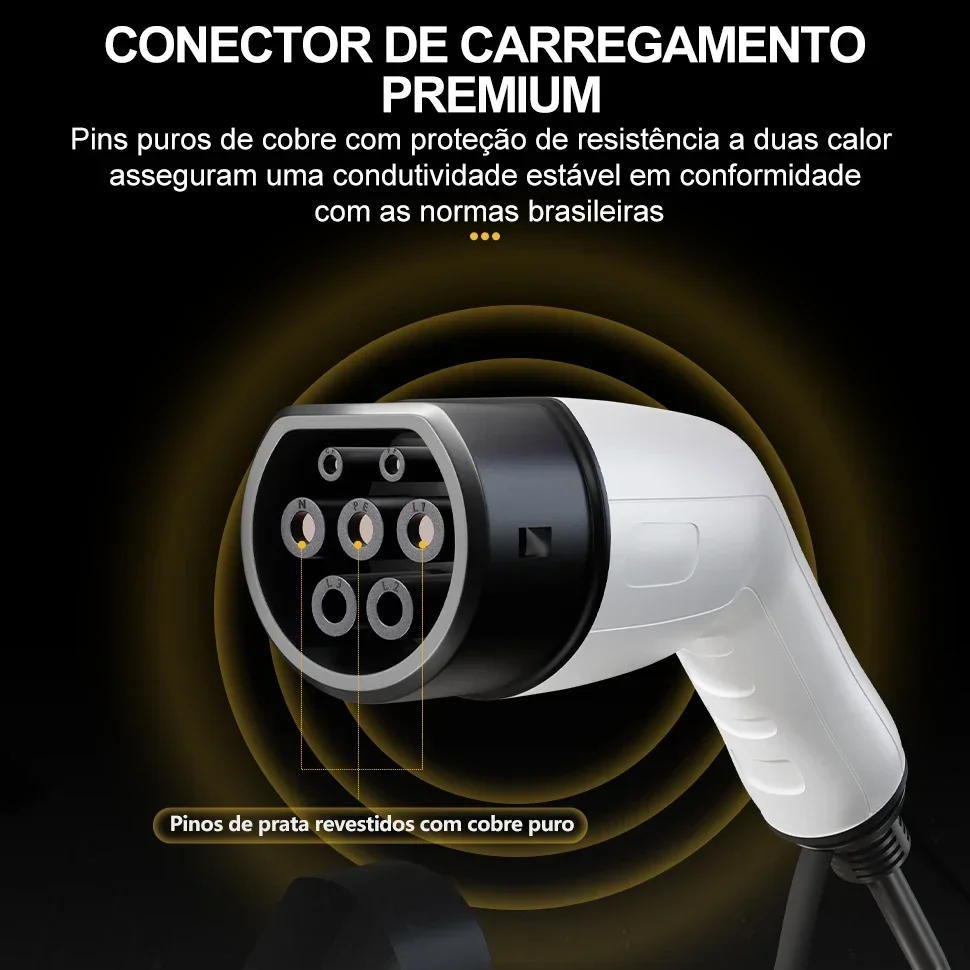 TAYSLA شاحن سيارة كهربائية 3.5kW 16A نوع 2 شاحن سيارات كهربائية محمول 7kW 32A 80V-260V BR كابل شحن التوصيل للمركبات الكهربائية