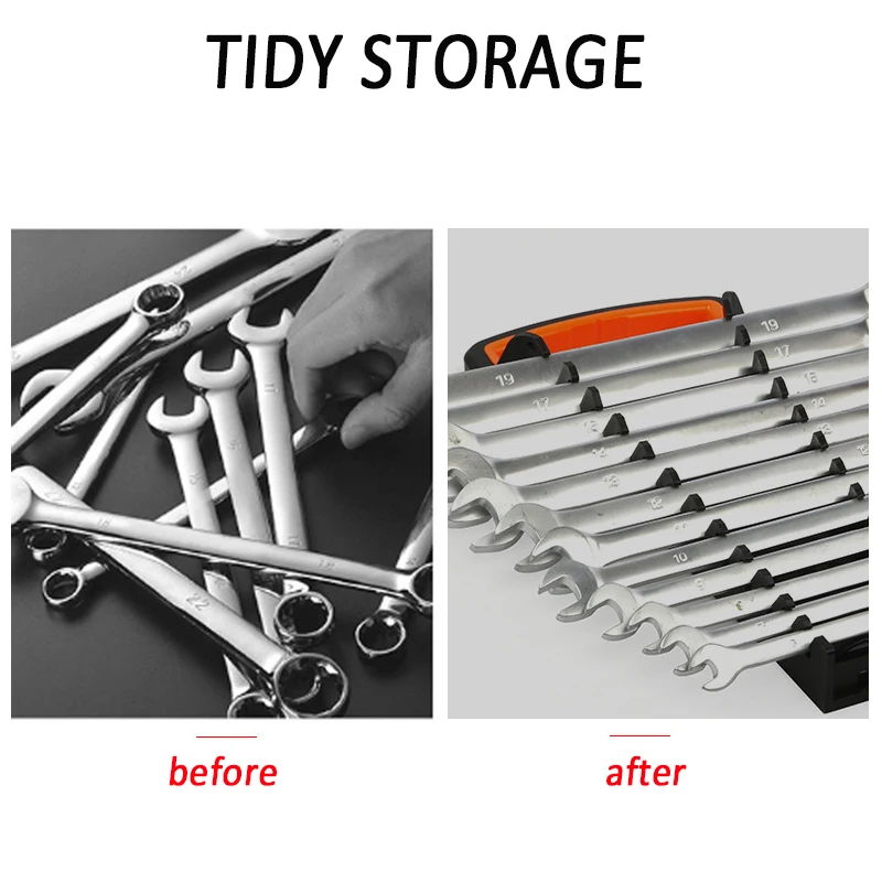 Plastic Wrench Organizer Tray Sockets Storage Tools Rack Sorter Standard Spanner Holders Wrench Holder Torx Wrench Storage Rack