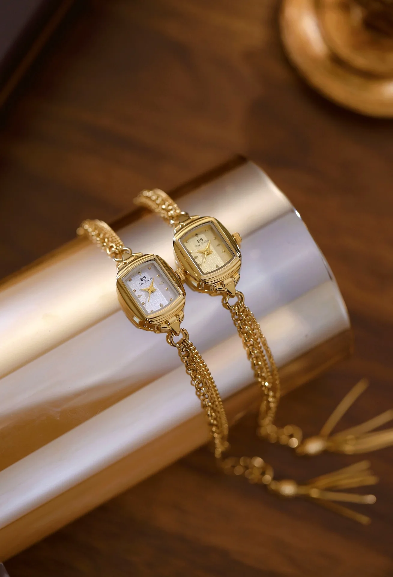 KAIRIS Women's Gold Square Quartz Watch Chain Bracelet Small Dial Elegant Fashion Wristwatch Jewelry Gift