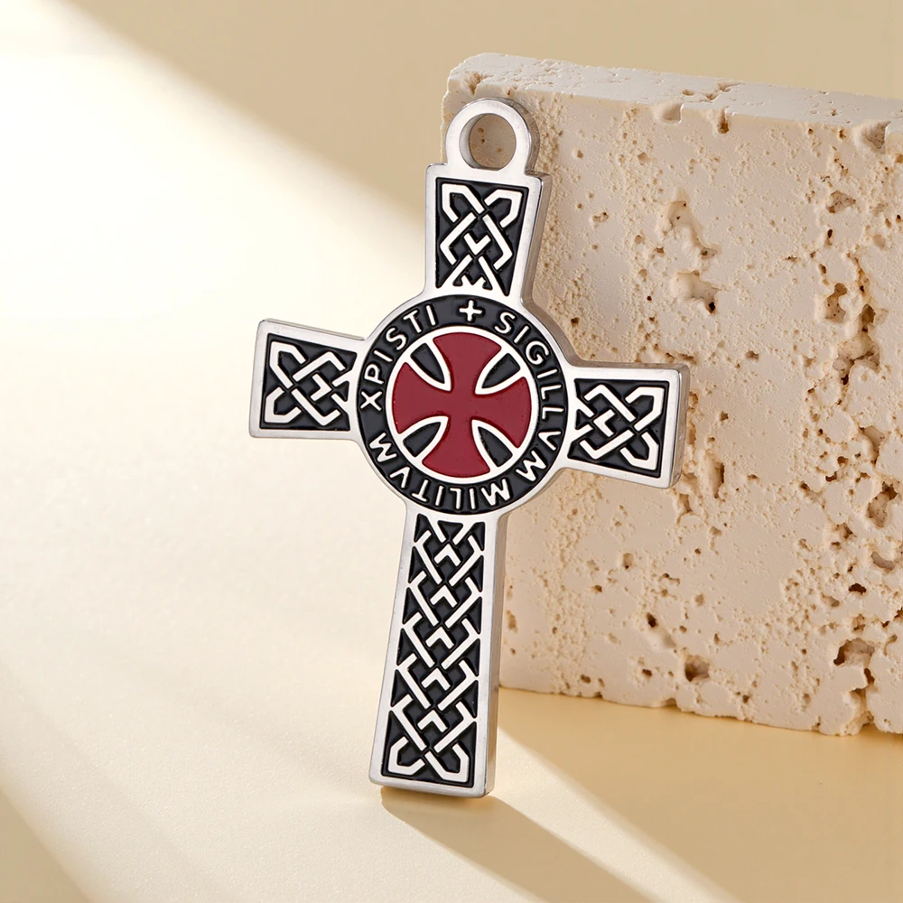 Dawapara Templer-Kreuz-Anhänger für die Schmuckherstellung, Heiliger Ritter, religiöser Schutz, Amulett, Edelstahl-Charm, DIY-Zubehör – Detail 10