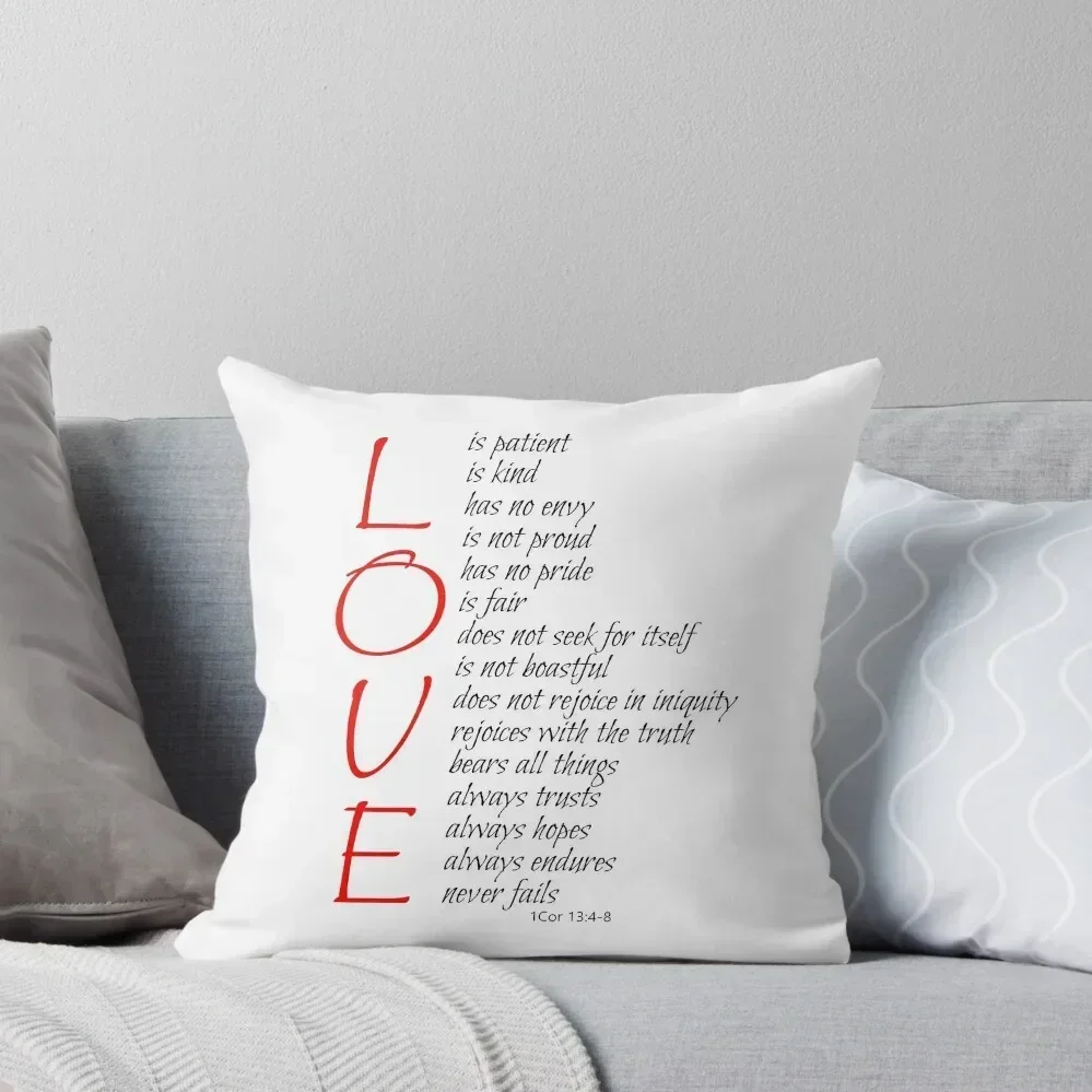 

LOVE Is 1 Cor 13:4-8 Christian Bible Verse Scripture White Throw Pillow Embroidered Cushion Cover Pillow Cases Decorative pillow