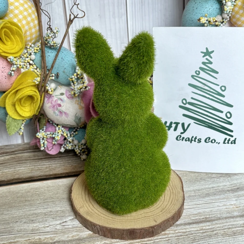 Flocking Simulation Moss Bunny Decoration, Holiday Ornament