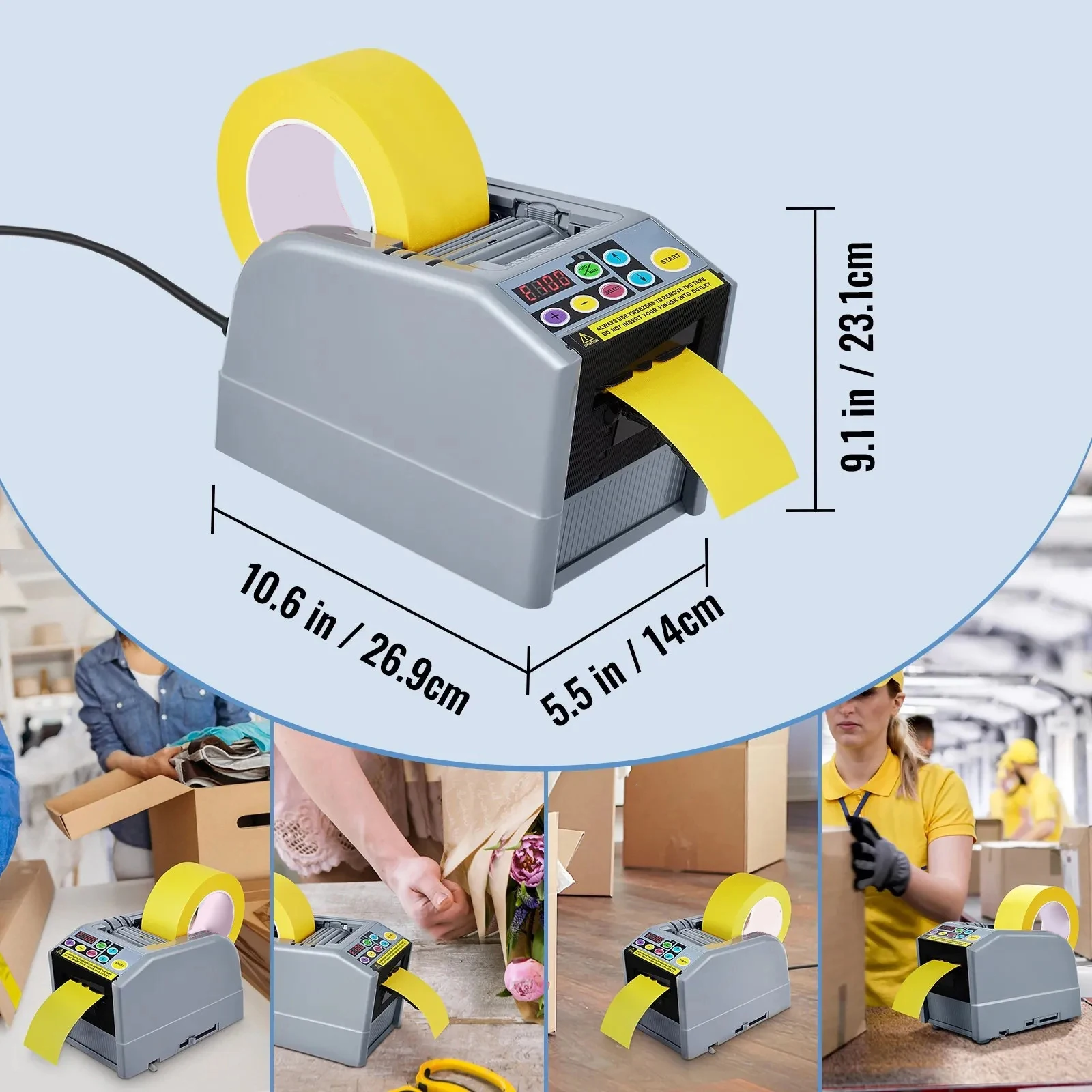 Tape Cutter Dispenser Automatic Tape Cutting Machine Multipurpose Intelligent Packing Equipment for Various Tapes US Plug