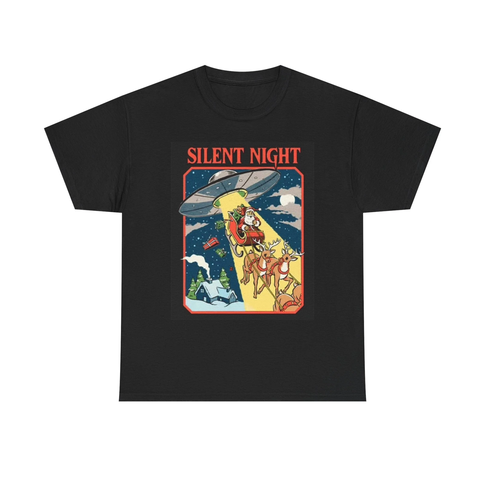 

Silent Night Graphic T Shirt Funny Santa Christmas Art Unisex Heavy Cotton Tee