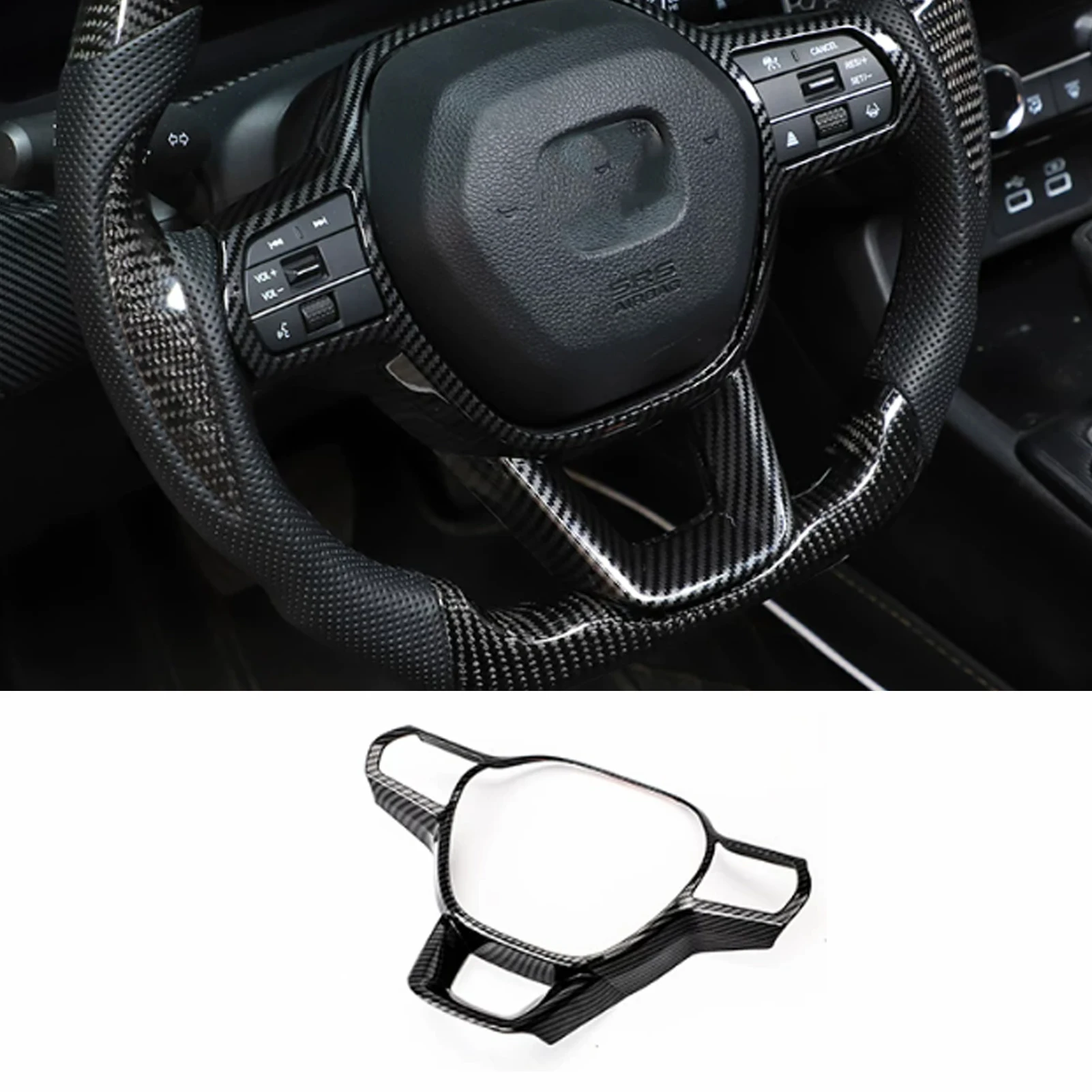 For Honda Civic 11th Gen 2022-2025 Instrument Frame, Steering Wheel Decorative Frame, Gear Lever Cover ABS Carbon Fiber Sticker