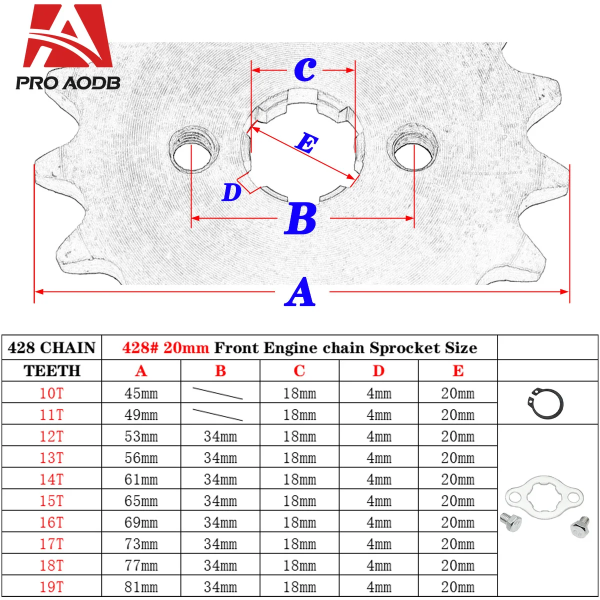 428 10/12/13/14/15/16/17/18/19/ Tooth Front Engine Sprocket 20mm For 75 cc 110cc 125cc Pit Dirt Bike Replacement Accessories