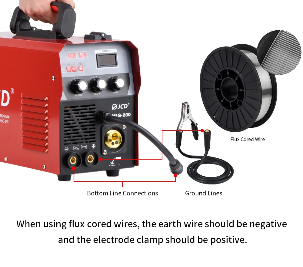 JCD DC Inverter MIG saldatore 220V IGBT MMA saldatrice 160/200 Amp saldatrice ad arco per principianti domestici leggero efficiente