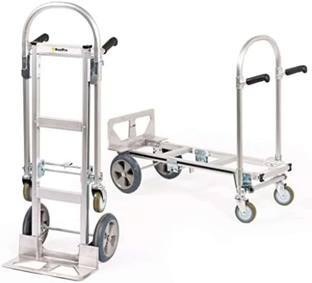 Junior Heavy Duty Convertible Hand Truck with Double Grip Handles-Aluminum Dolly Cart for Moving- 1,000 LB Capacity-Converts