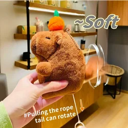2025 Capybara Wagging The Tail Plush Toy Cartoon Stuffed Animal Keychain Lovely Bag Pendant Car Key Holdr For Birthday Gift