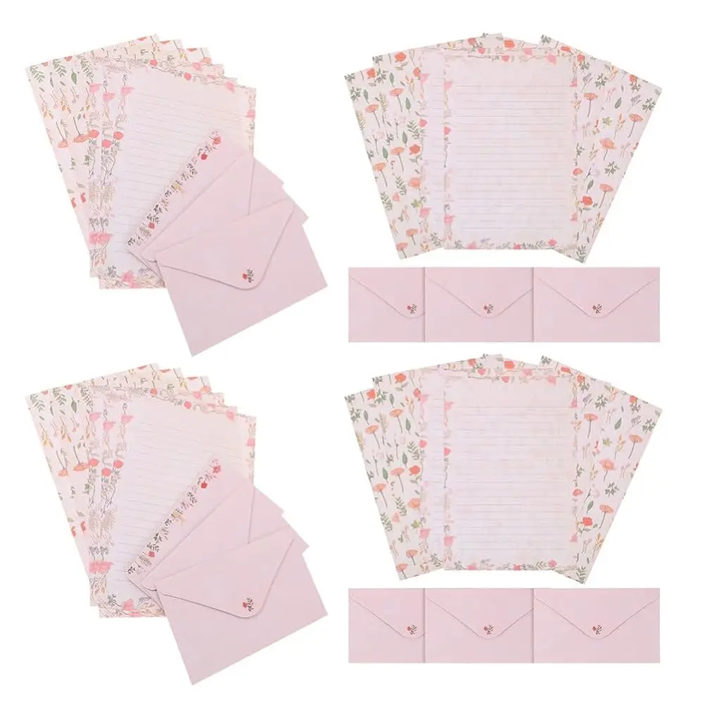 

Floral Animal Envelope Set A5 Stationery Paper Kit 24 Sheets Writing Paper with 12 Matching Envelopes Decorative Letter Set