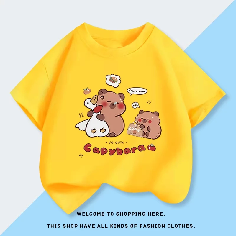 Kapibala Dolphin Cute Soft Cute Men's and Women's Clothing Fashion Printed T-shirt Summer Pure Cotton Parent Child Wear