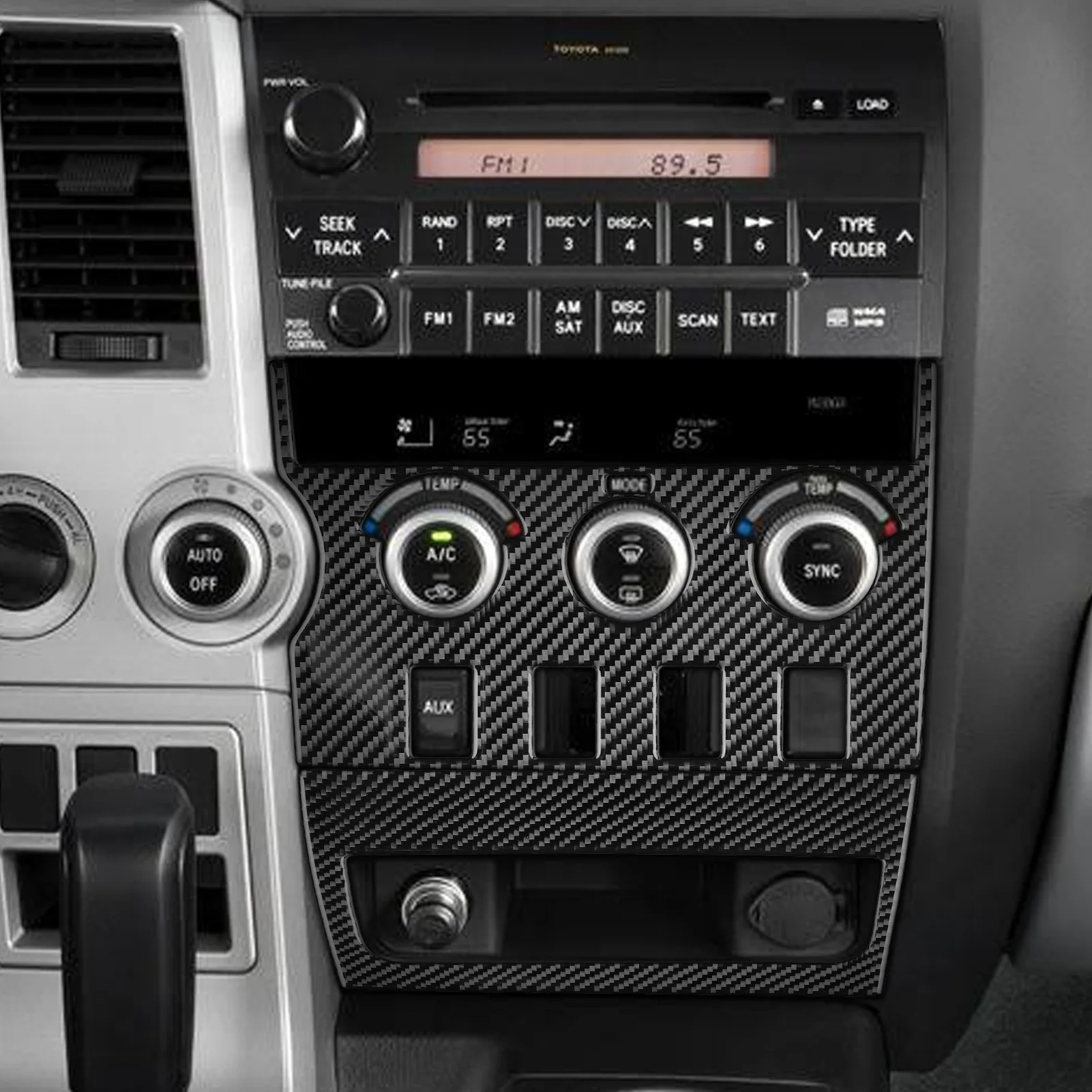 Prepreg Dry Carbon 3*3 Carbon Fiber Interior Center Console A/C Control Panel Trim for Toyota Tundra XK50 Pre-facelift 2007-2013