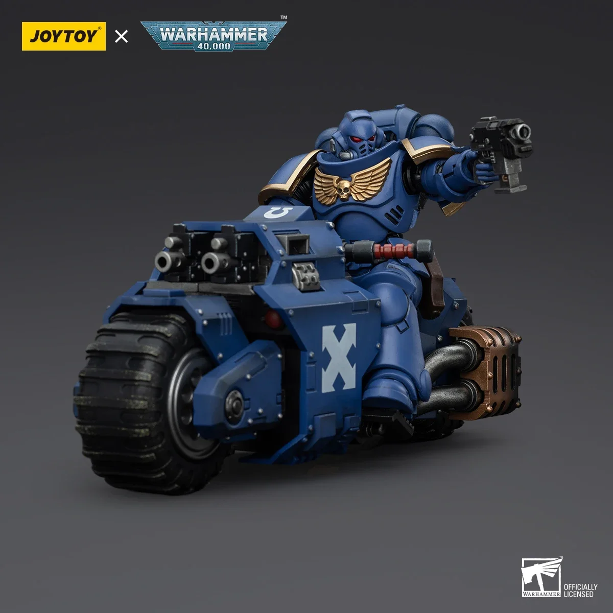 Joytoy warhammer 40k motocicleta fuzileiros espaciais ultramarines outriders irmão catonus figura de ação catonus modelo brinquedo bonecas