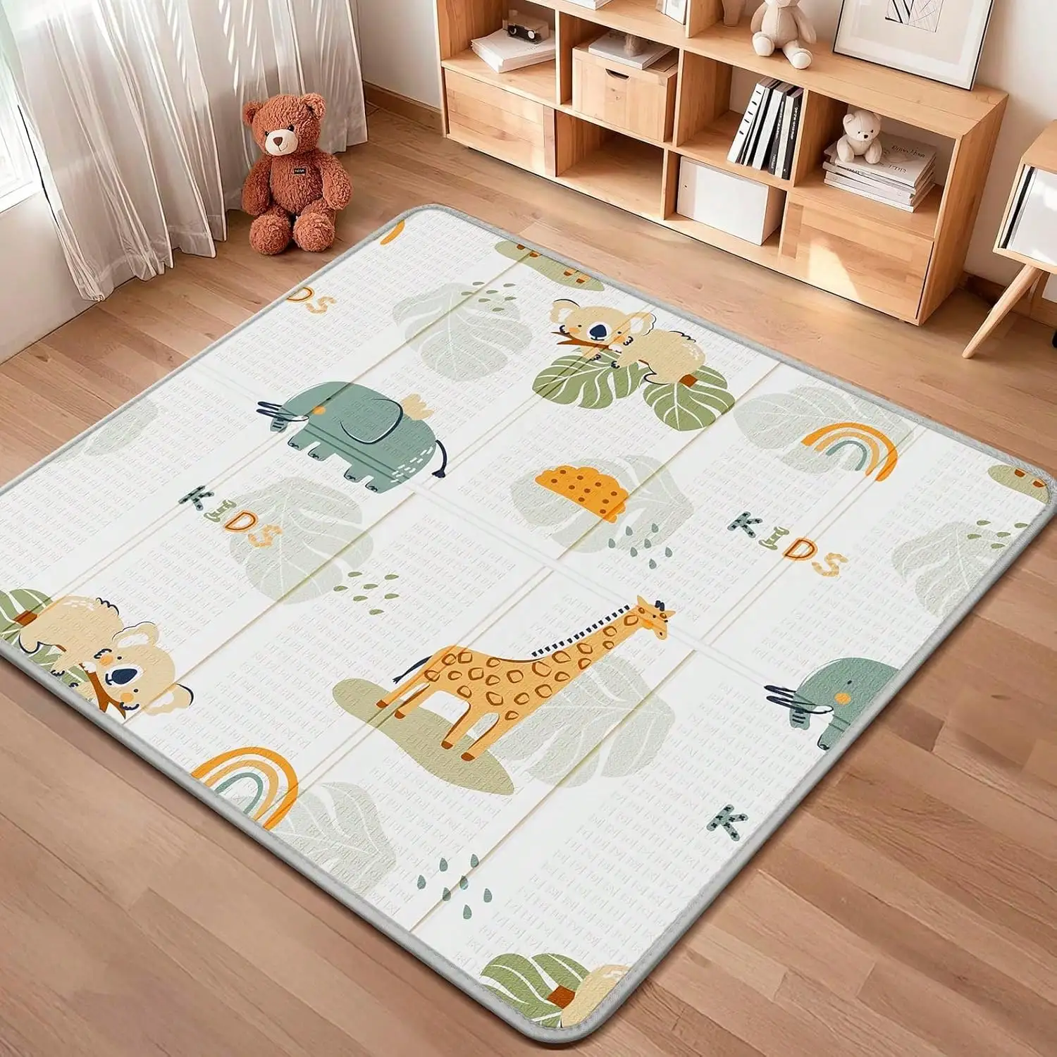 Extra große faltbare Babyspielmatte 50 x 50 Zoll, wasserdichte, wendbare Schaumstoff-Bodenmatte für Bauchzeit und Krabbeln, Kleinkinder