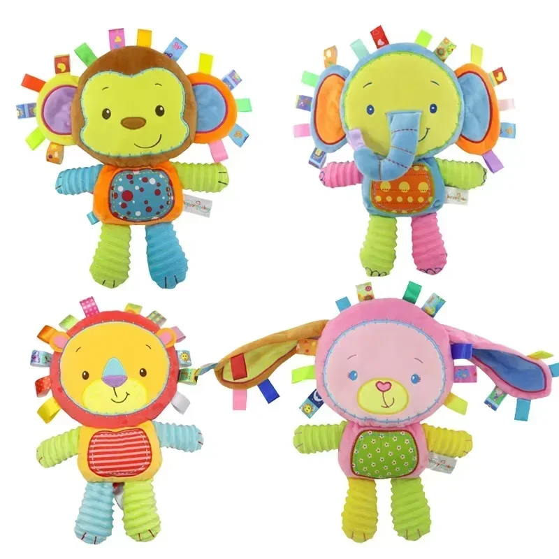 Baby Tag Colorful Plush Soft Cute Doll Plush Tactile Toy Built-In Rattle Bell Enhance Senses Soothe NewBorn Baby Companion Toys