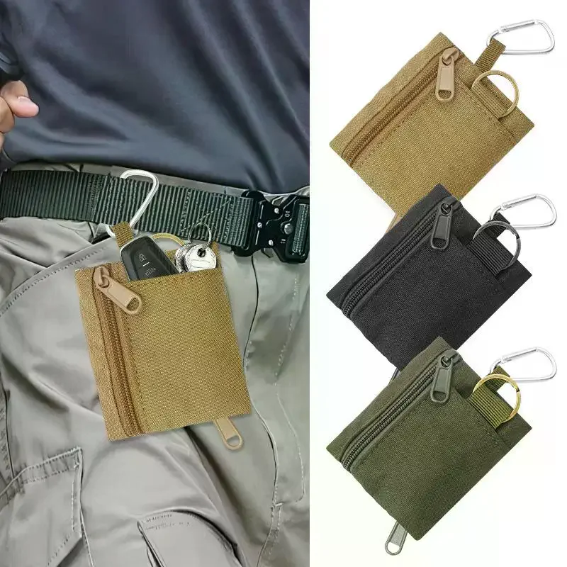 1Pcs Casual Style Nylon Zipper Sports Storage Bag Mini Coin Purse Key Pouch Polyester Material Small Hanging Card Holder