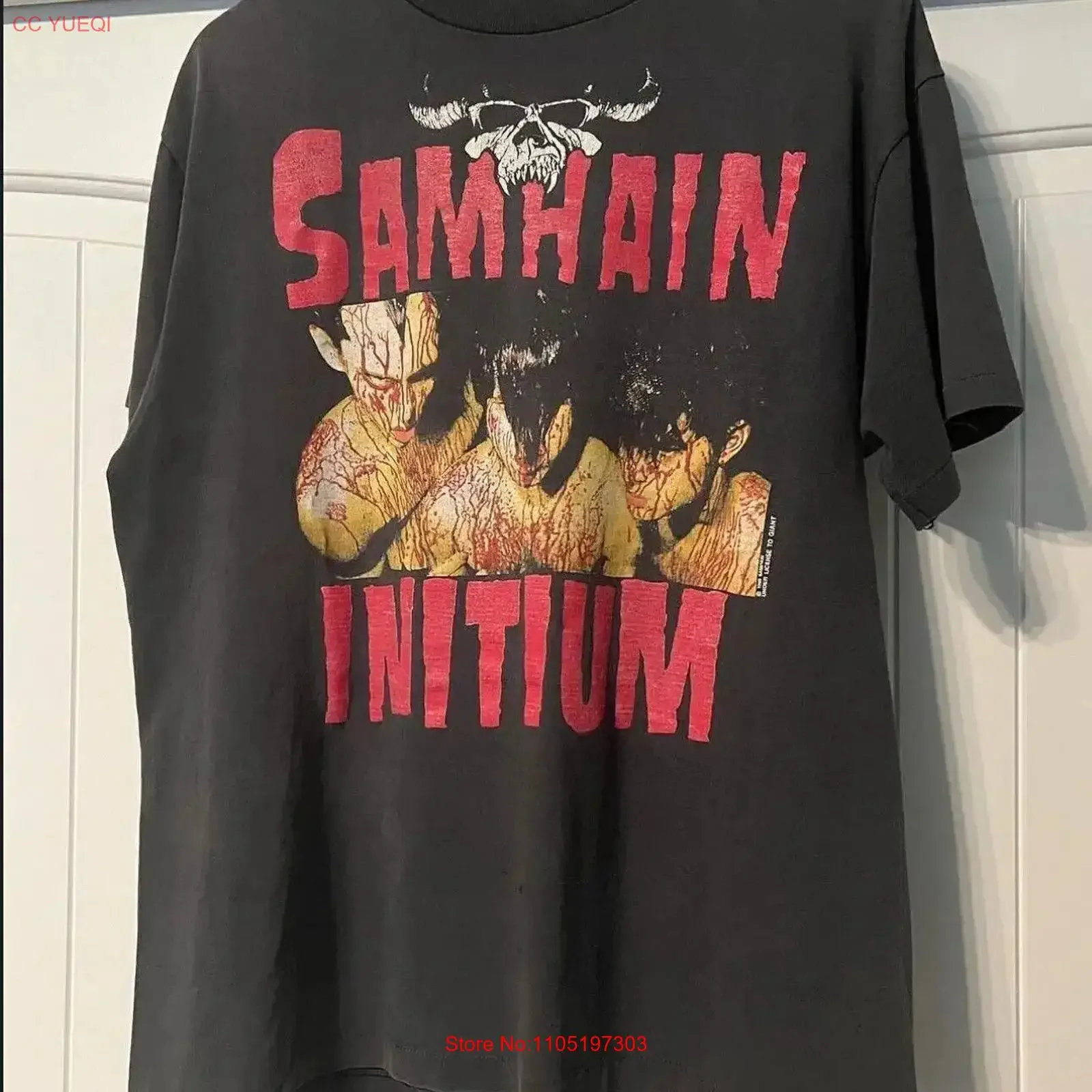 

Винтажная футболка Samhain Initium Band Tour в стиле панк-рок 1990-х годов AN36217, винтажная стираная футболка с рисунком, стильная, растянутая, слегка универсальная