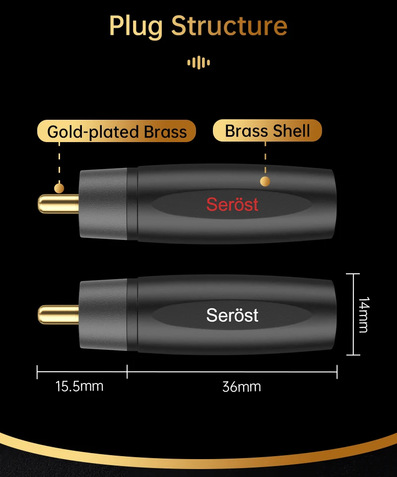 Serost Moon HIFI Einzelkristall-Kupfer 2RCA Stecker-zu-Stecker Audiokabel 99,9999% OCC für CD DSP DAC Auto-Audio-Lautsprecher-Verstärker – Detail 5