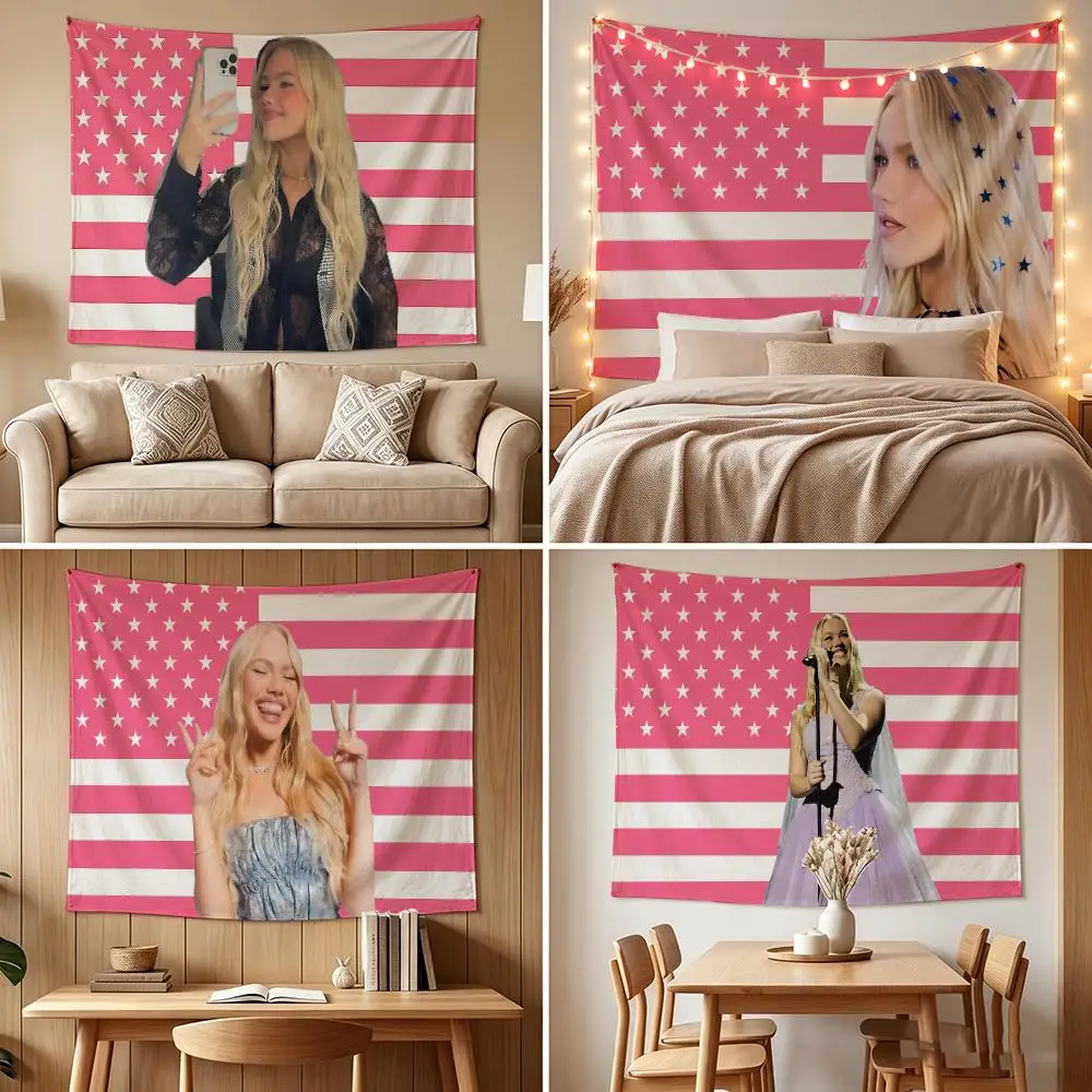 Singer F-Freya Skye Pink American Tapestry Custom Living Bedroom Party Dormitory Interior Wall Bohemian Decoration Attached Clip