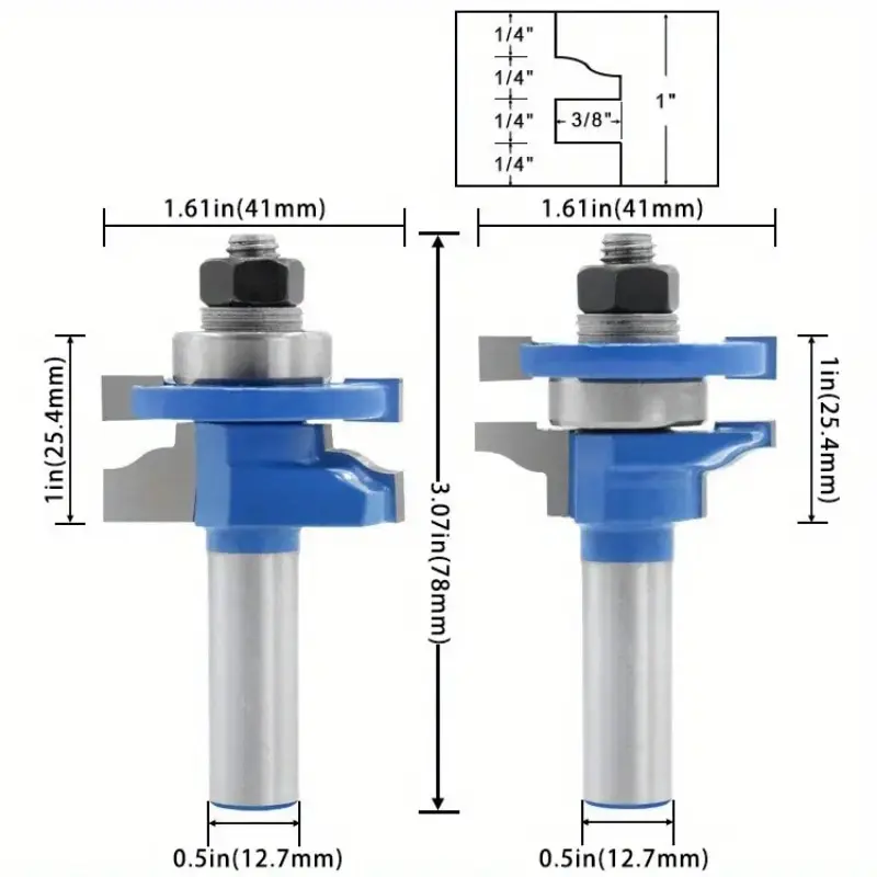 Fraise en carbure monobloc CNC, outil de gravure sur bois, couteau de porte de cuisine, mèche de toupie de travail, calcul de tige de 1/2 ", ensemble de 3 pièces