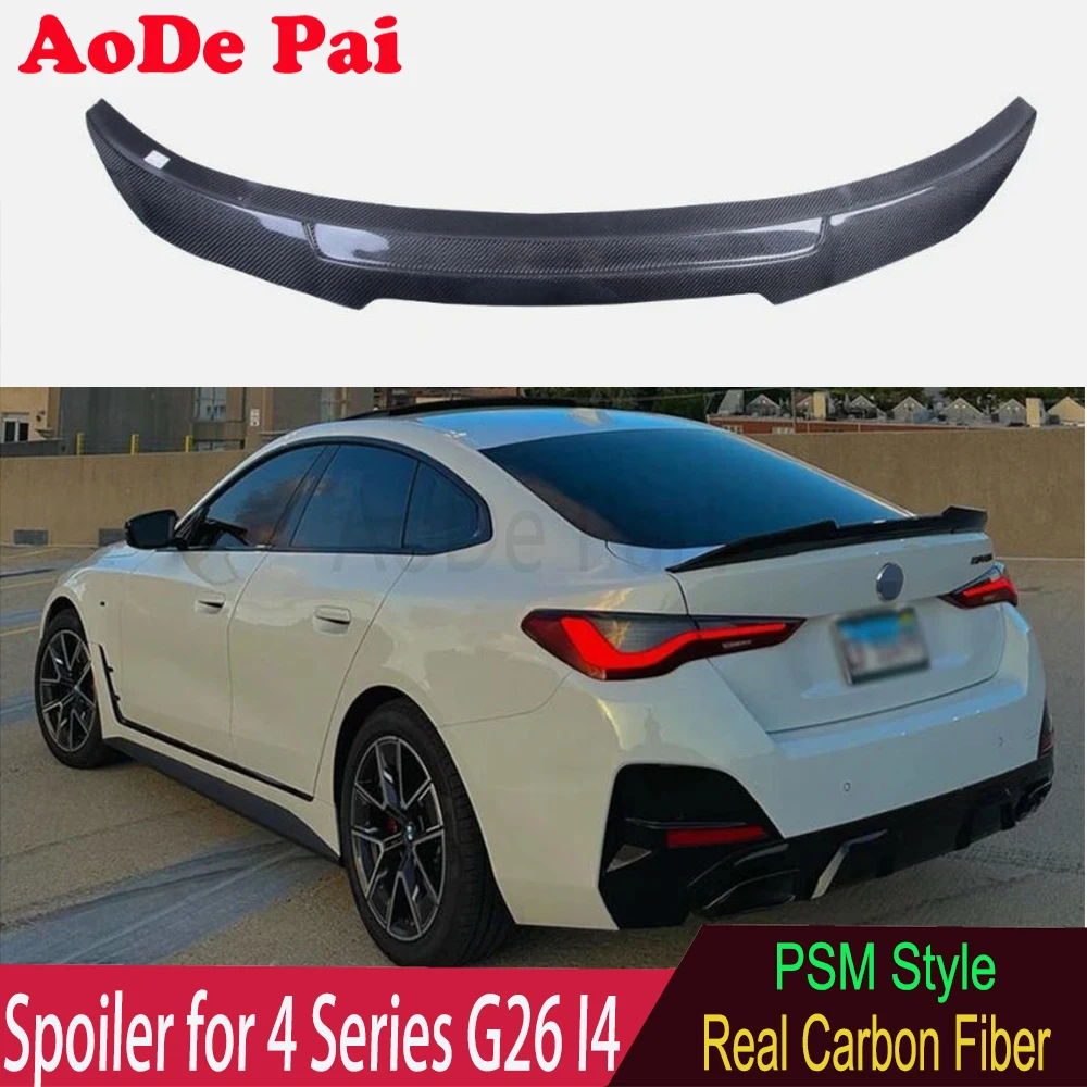 

Wet Carbon Fiber Rear Boot Trunk Wing Spoiler Ducktail For BMW 4 Series G26 i4 Gran Coupe 2021-2026