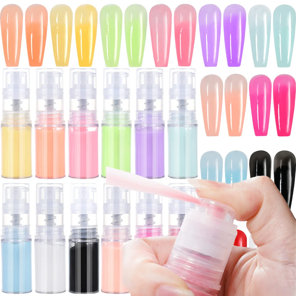 12Pcs/Set Huge Capacity Ombre Spray Powder Pure Color Net.10g*1pc Neon Gradient Modeling Powders Lasting Elegant Manicure Spray#