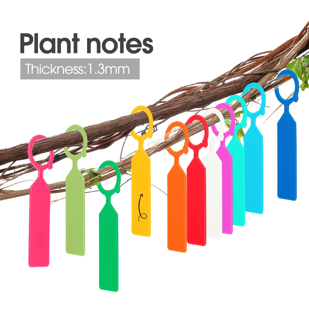 100PCS 10.7x2.3CM Plastic Garden Hanging Plant Tags Ring Label Hook Tree Marker Nursery Stake Greenhouse Bonsai Collar Signs